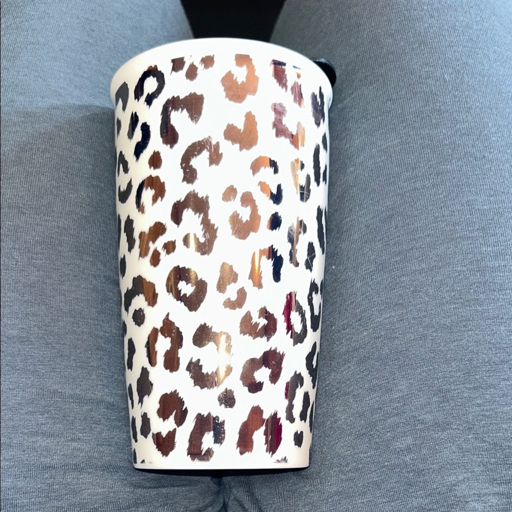 Leopard Print Ceramic Tumbler - White and Brown - Picture 4 of 4